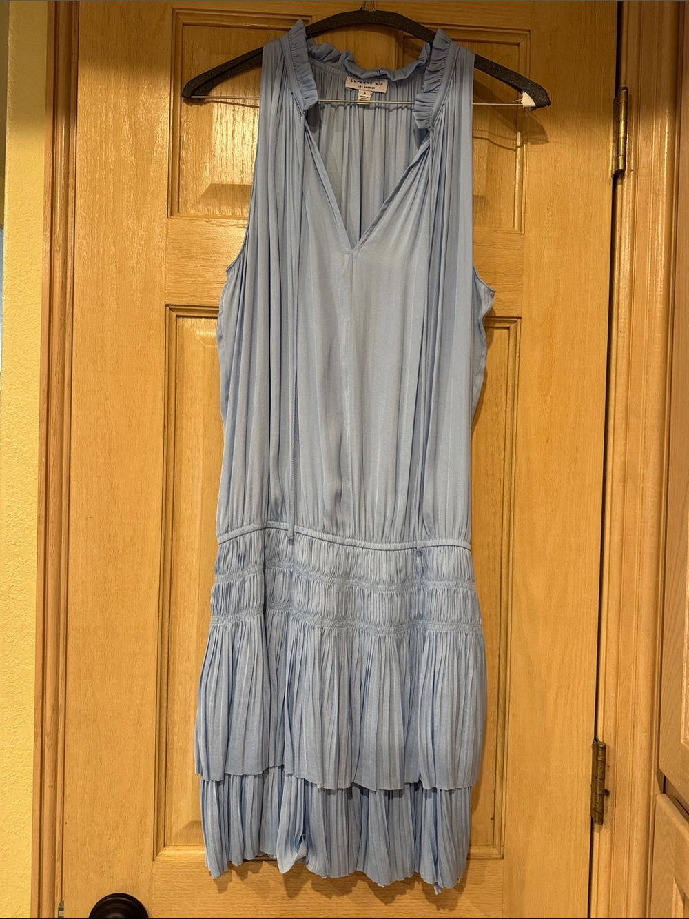 Current Air Light Blue Sleeveless V-Neck Tiered Mini Dress